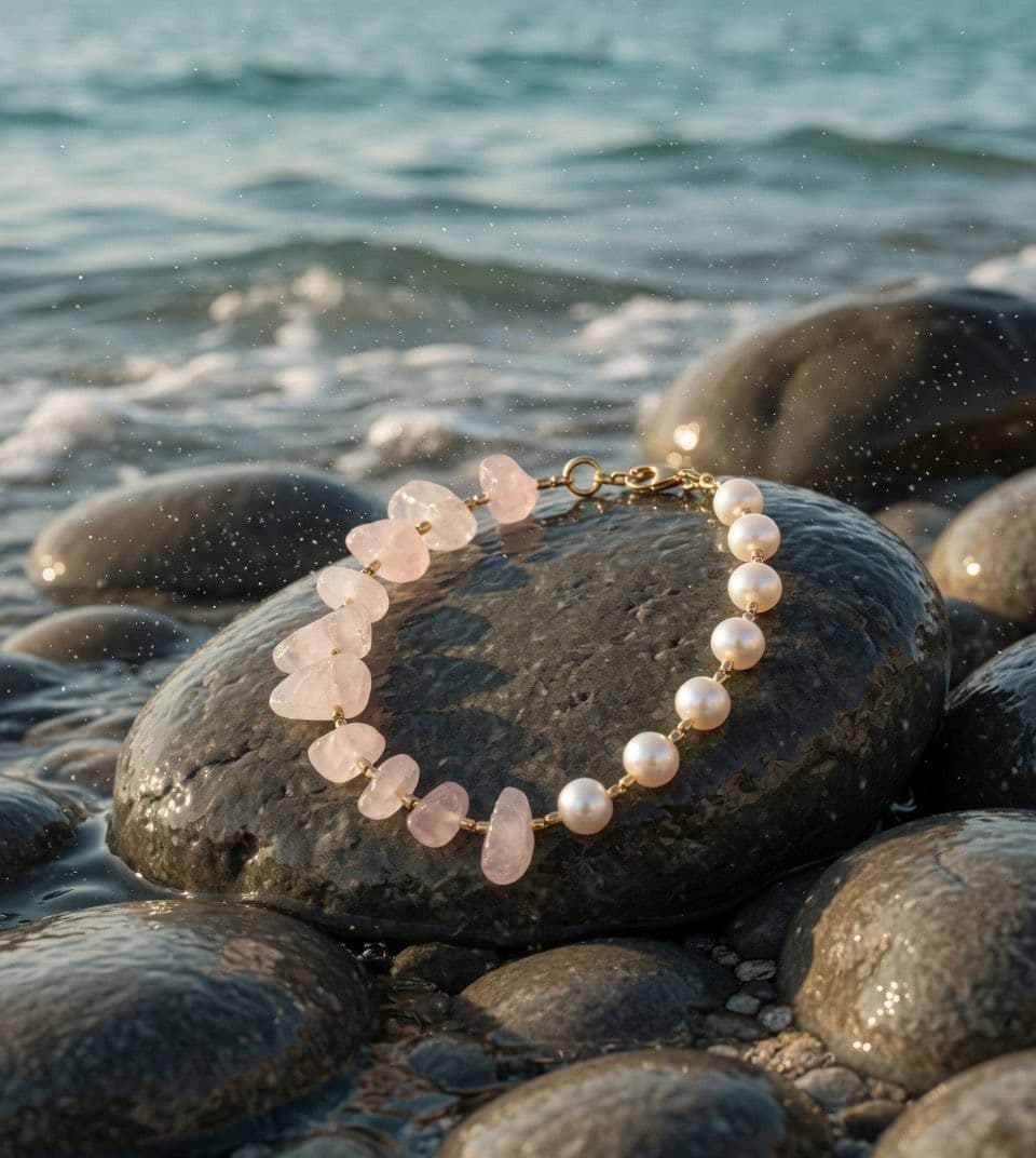 Rose Quartz & Pearl Bracelet