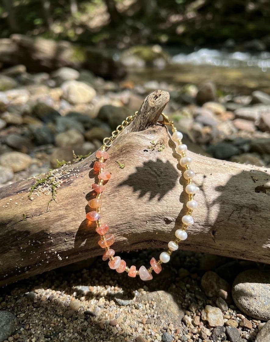 Sunstone & Pearl Bracelet