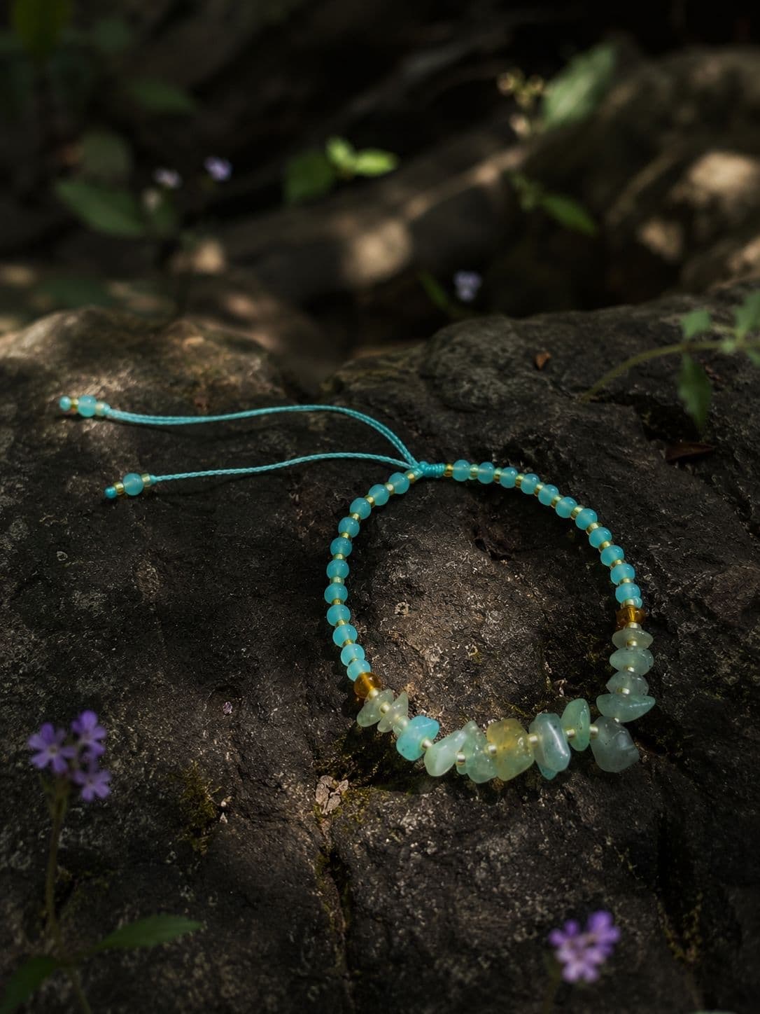 Crystal Stone Bracelet (Aqua Chalcedony · Tiger's Eye · Citrine · Sodalite)