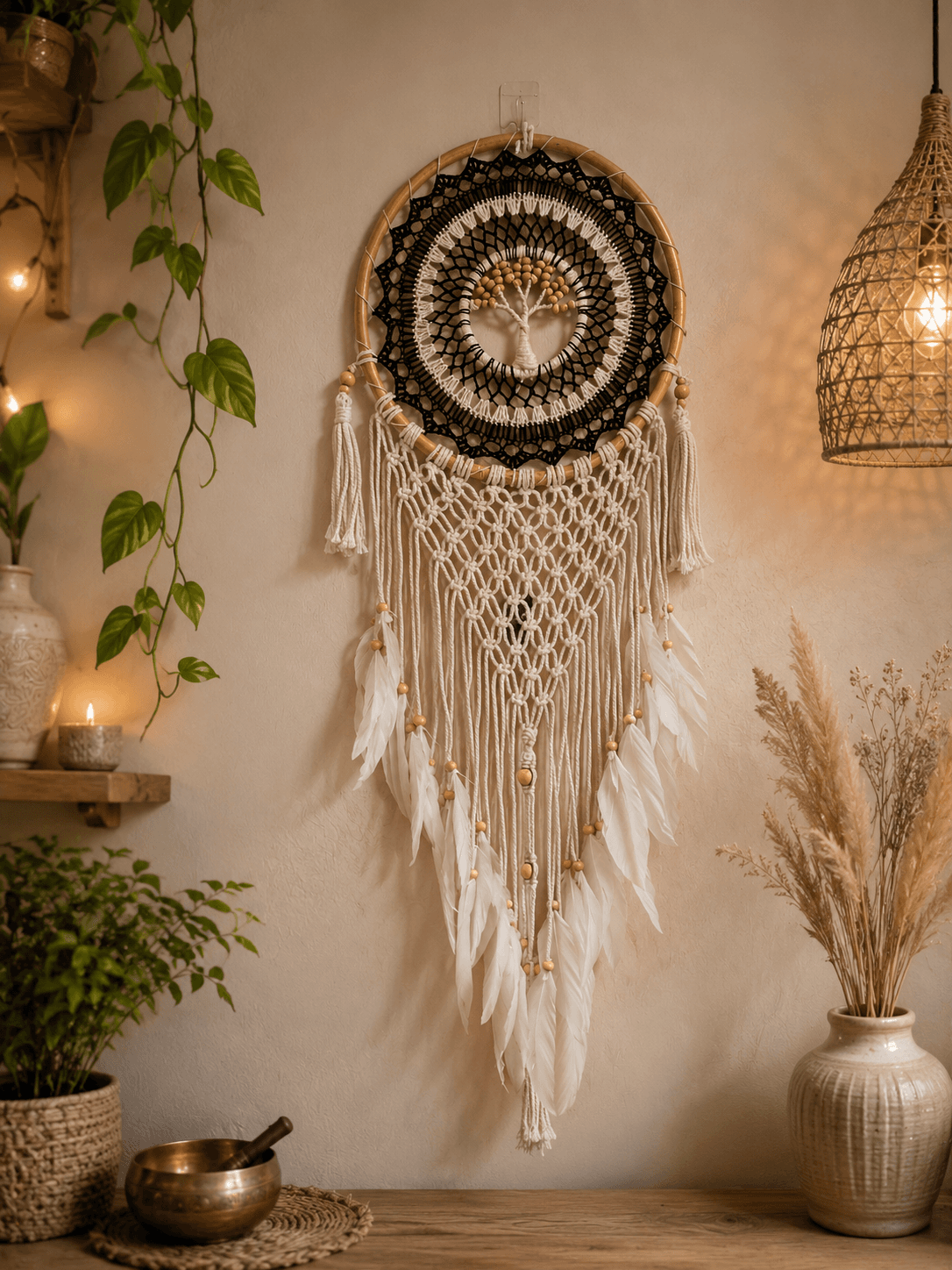 Mandala Dream Catcher (Tree of Life + Hamsa variants) — view 2