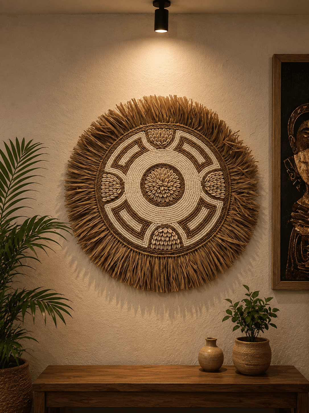 Cowrie Fringe Wall Medallion