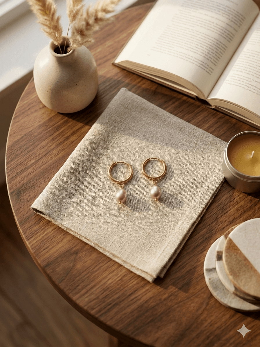 Handcrafted Freshwater Pearl Charm Hoop Earrings