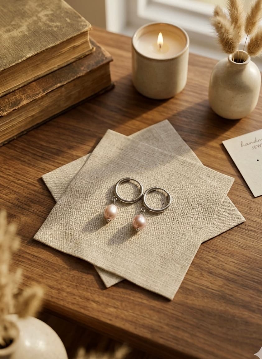 Handcrafted Freshwater Pearl Charm Hoop Earrings