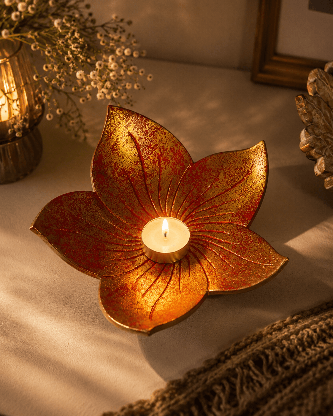 Handcrafted Ritual Metal Incense & Tealight Holder Platter