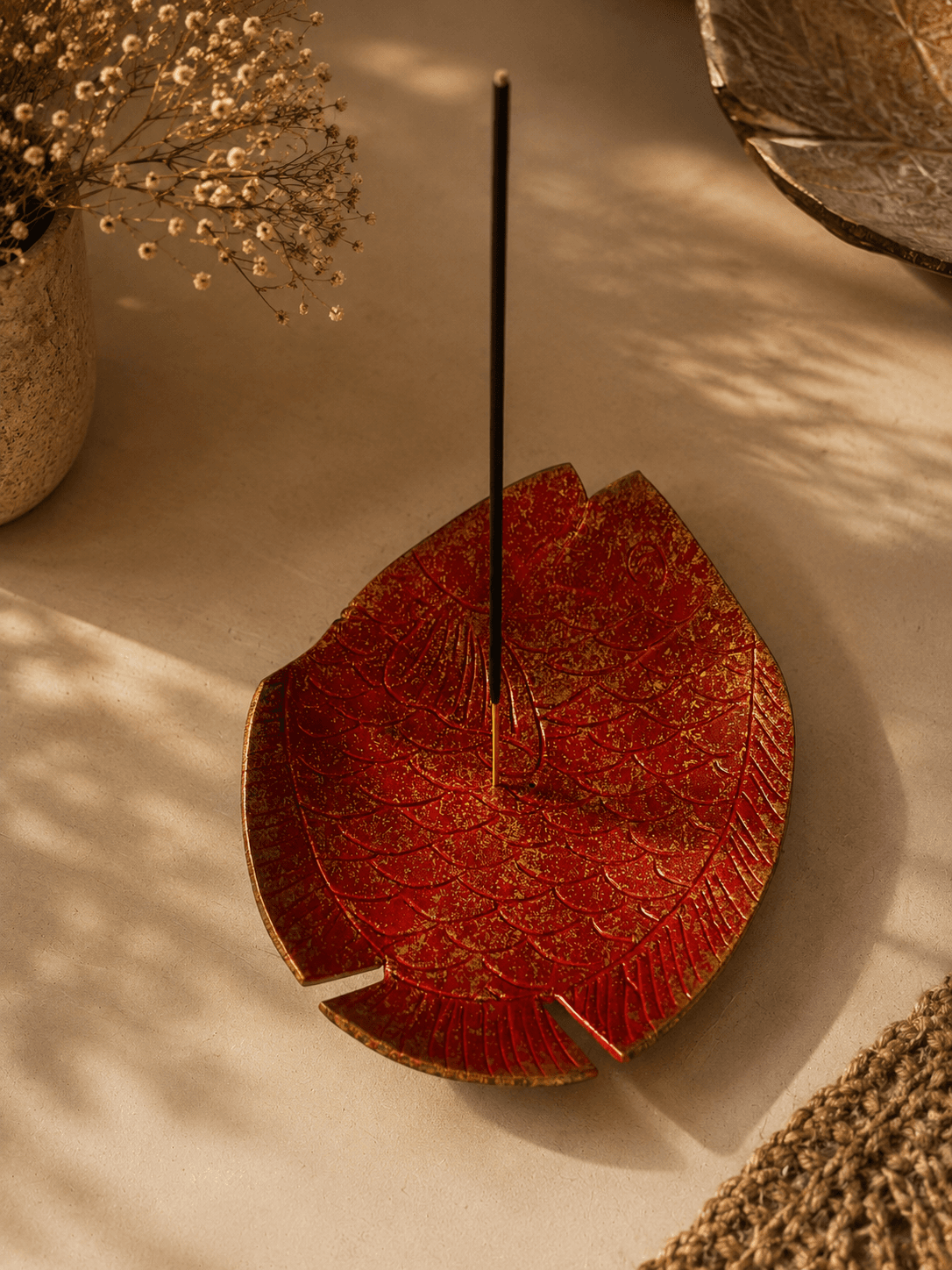 Handcrafted Ritual Metal Incense & Tealight Holder Platter — view 2