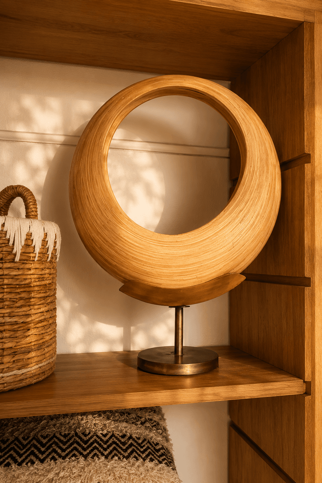 Natural Bamboo Ring Table Lamp — 40cm