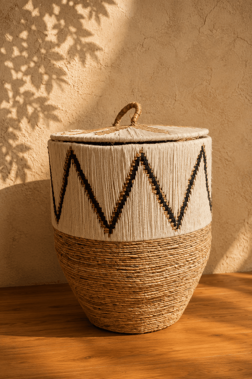 Rattan & Macramé Storage Basket — Large