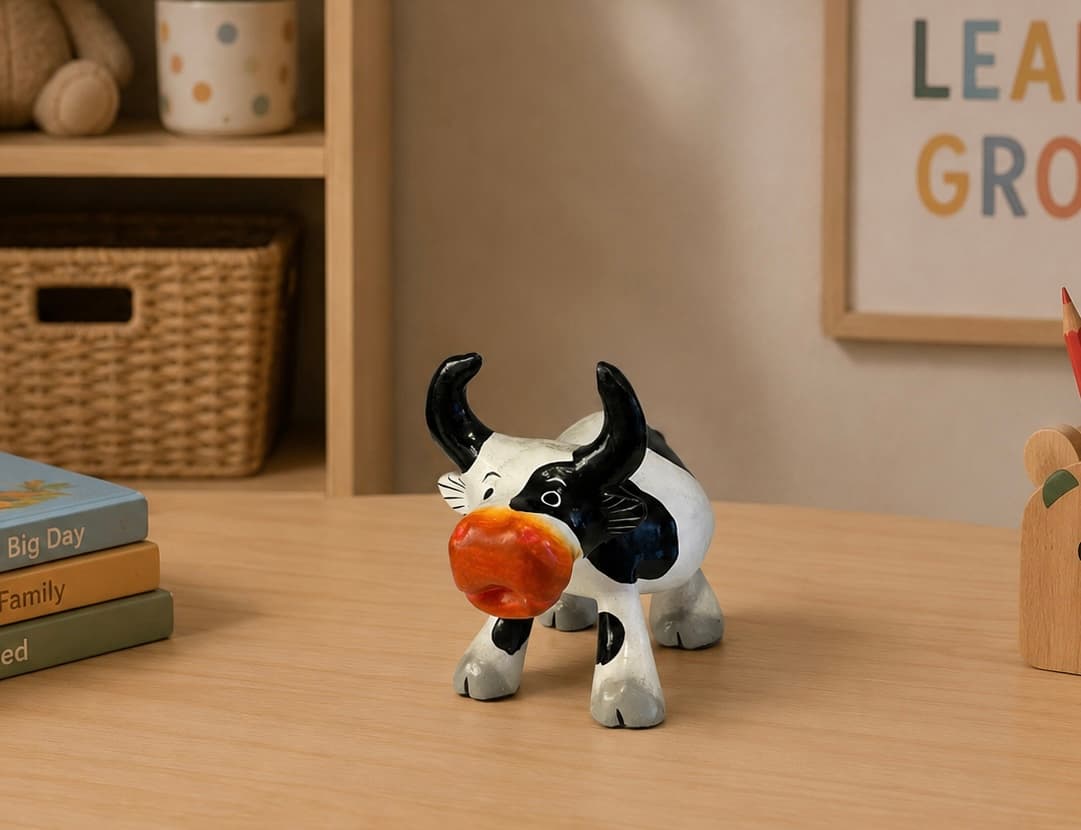 Cow Wooden Figurine