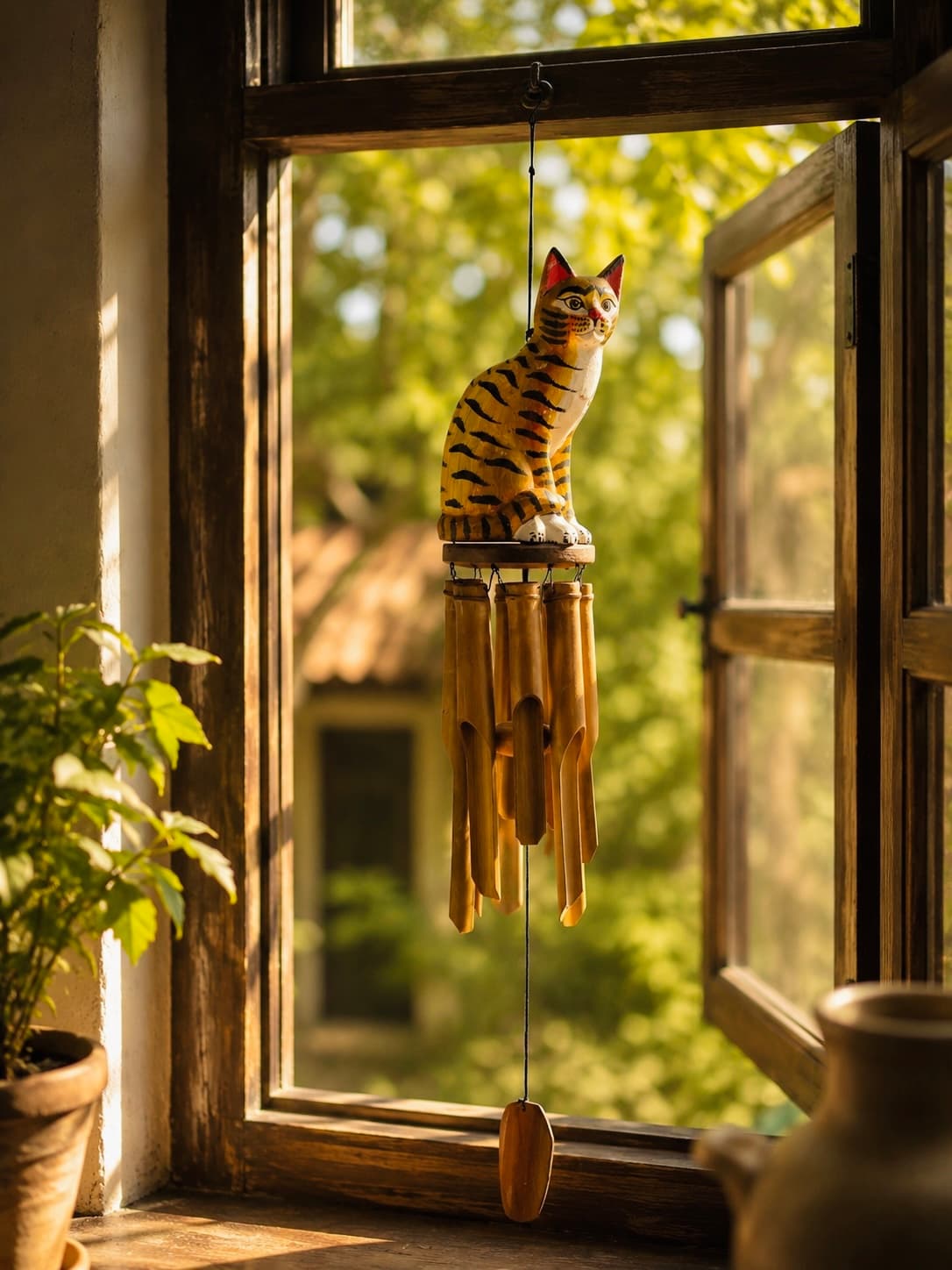 Cat Bamboo Wind Chime