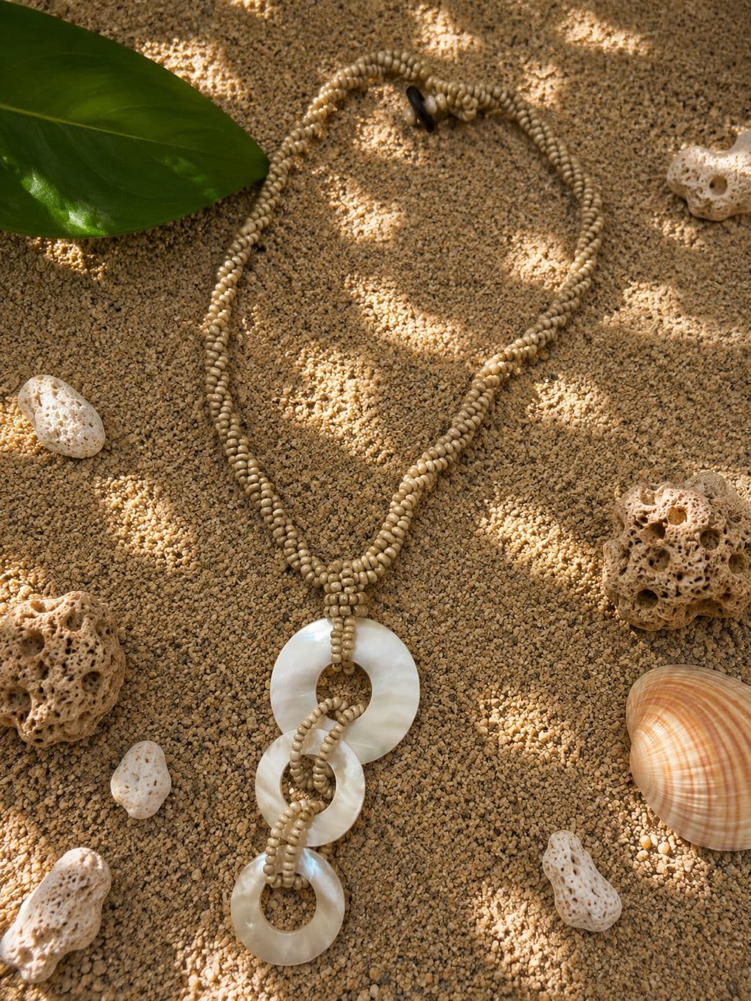 Triple Mother of Pearl Ring Necklace