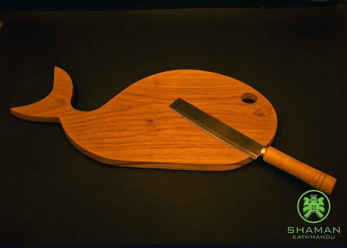 Whimsical Nature Handcrafted Wooden Chopping Board & Knife Set