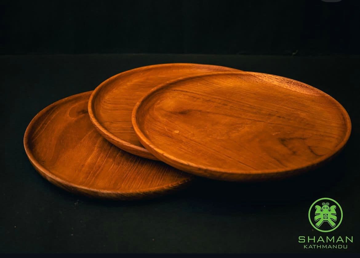 Premium Handcrafted Natural Grain Wooden Platter Set