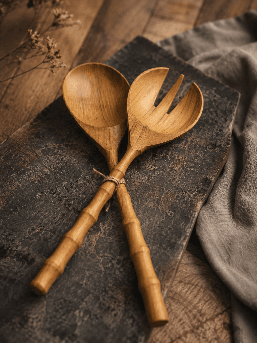 Wooden Salad Server Set (Spoon + Fork)