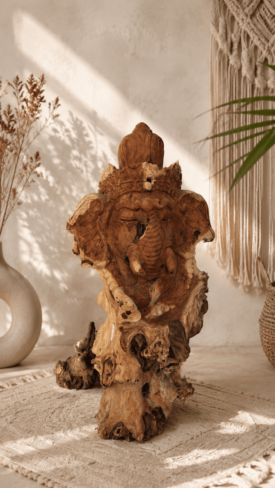 "VanaShree" Hand-carved Wooden Ganesha Statue