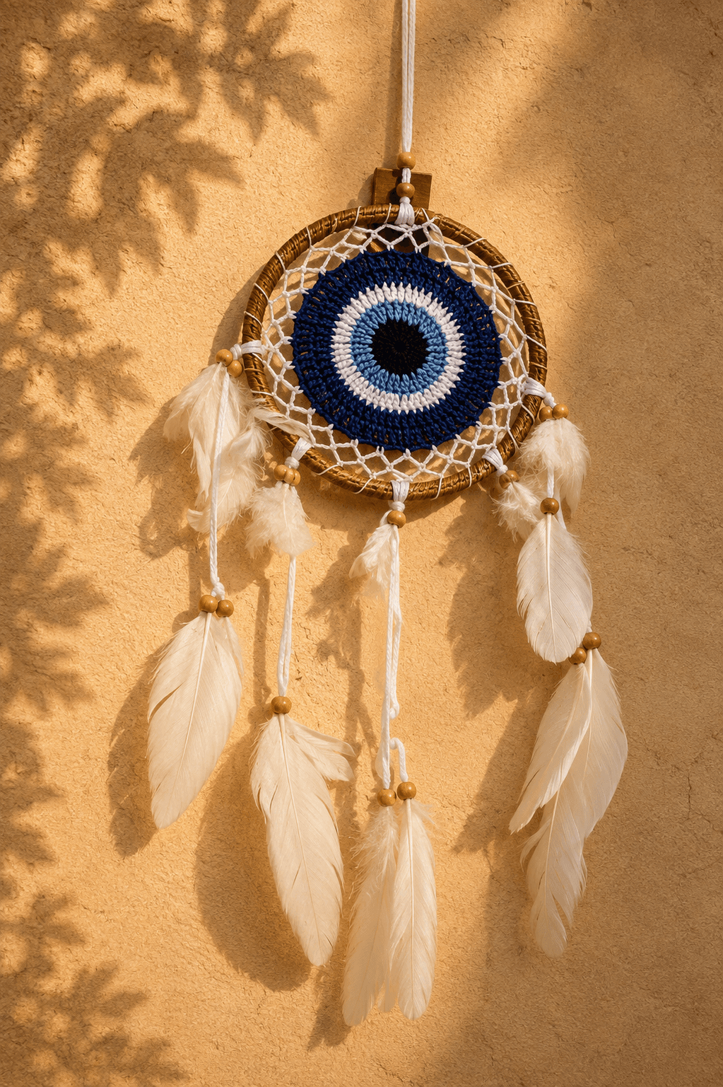 Small Macramé Web Evil Eye Dreamcatcher