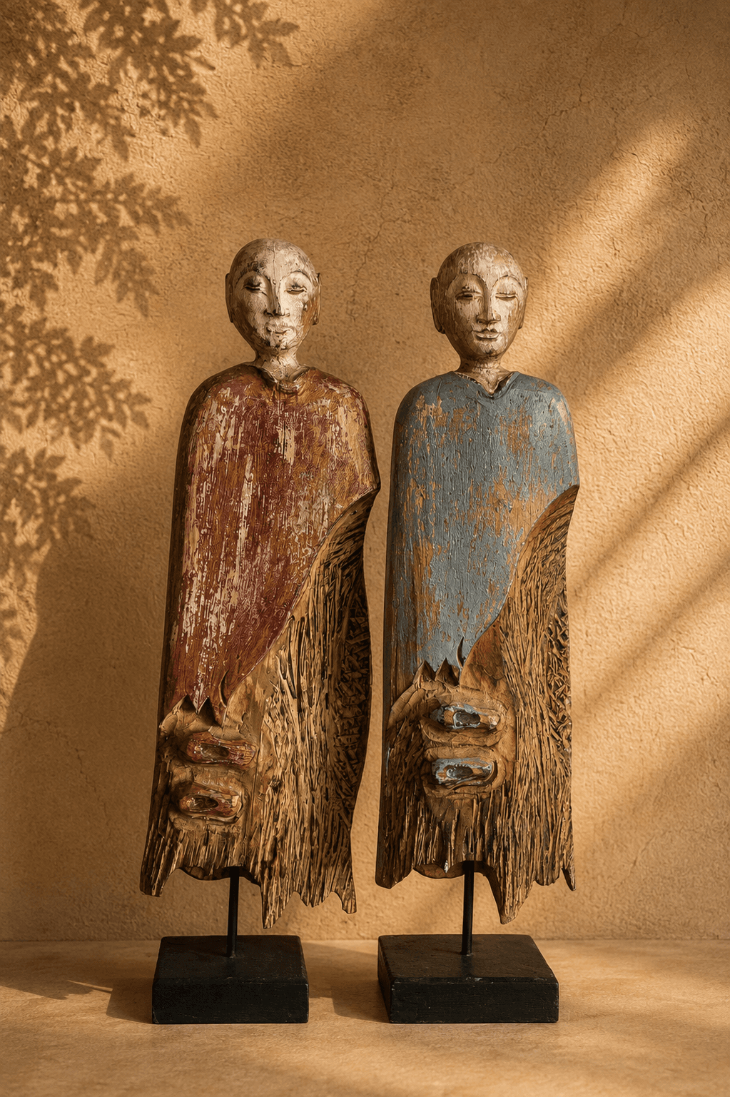 Carved Wooden Buddha Cache Stand — Medium