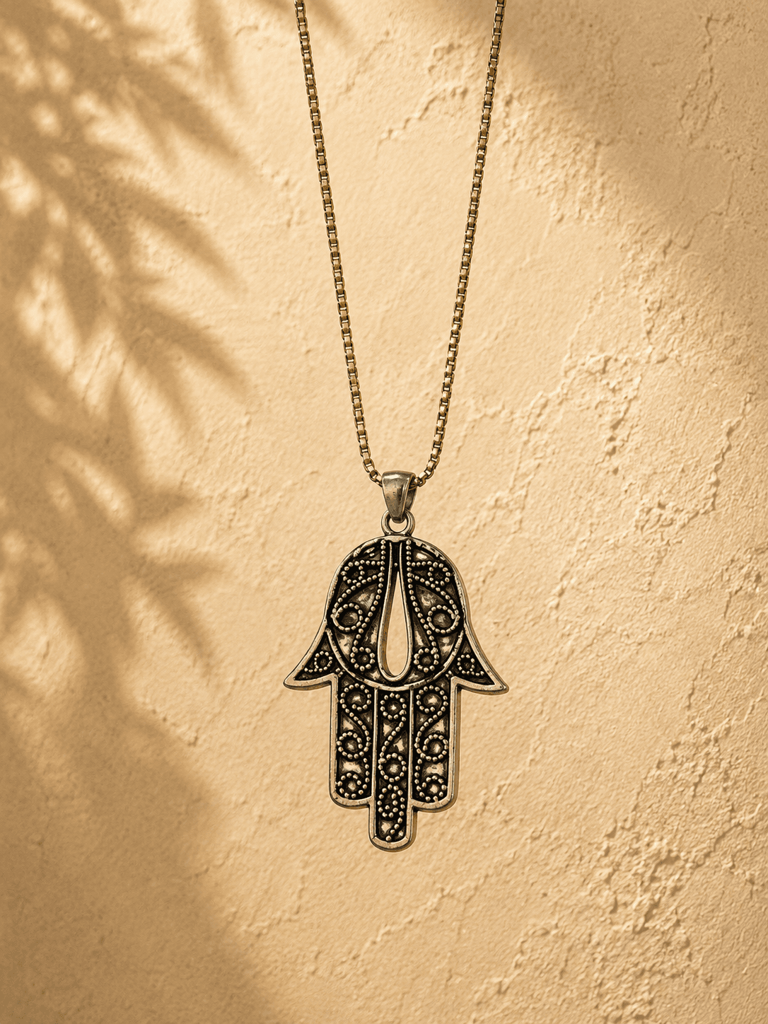Handmade Brass Necklace - Buddha Hand