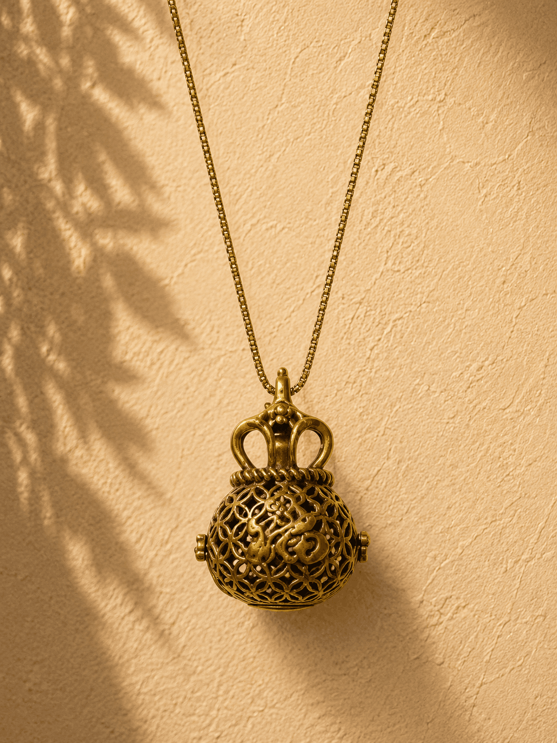 Handmade Brass Necklace - Buddha Kettle Ball