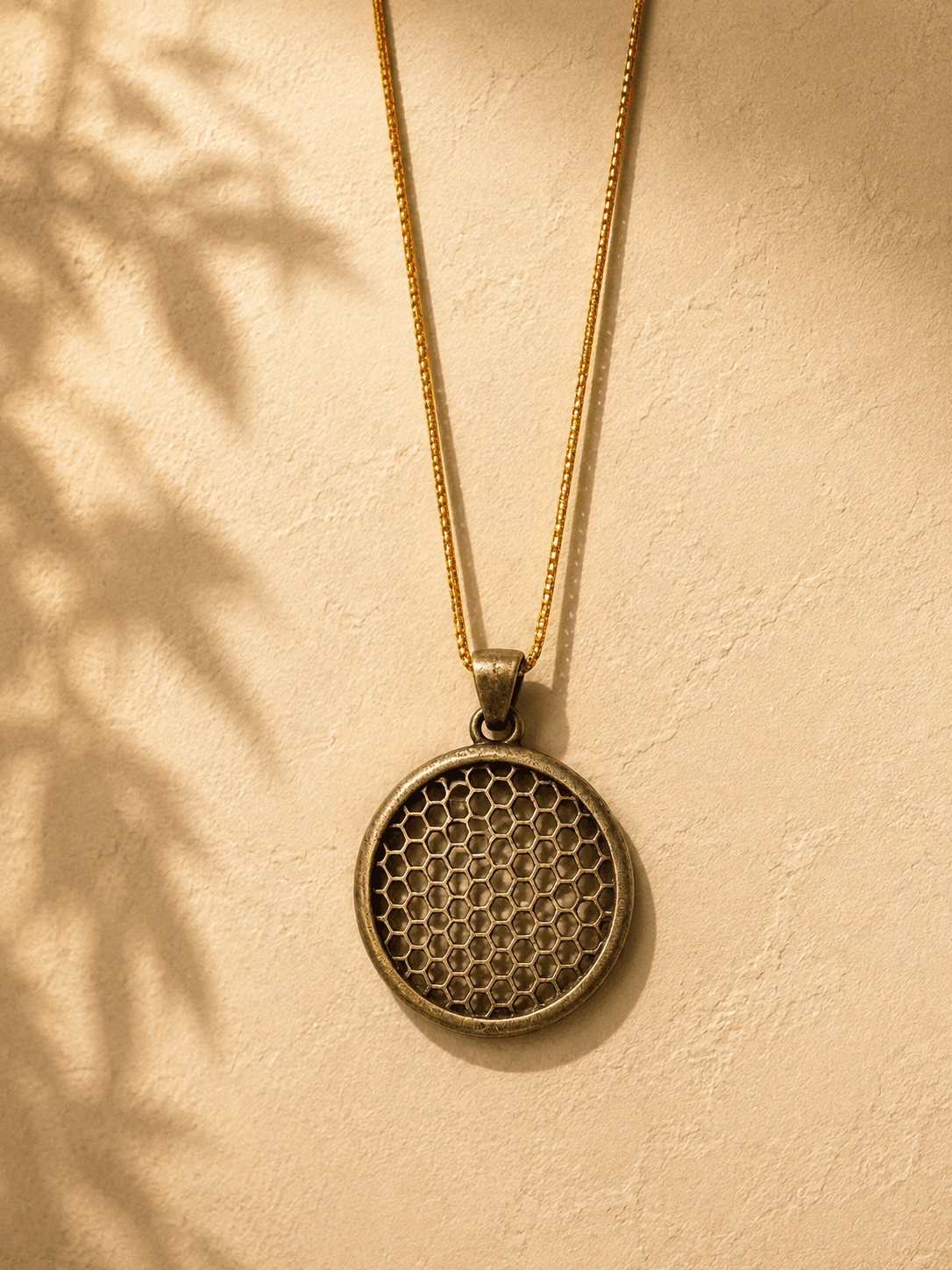 Handmade Brass Necklace - Honey Comb