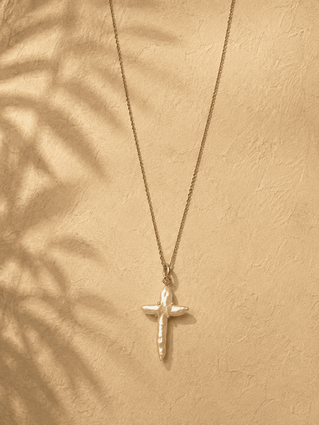Handmade Pearl and Silver Cross Necklace