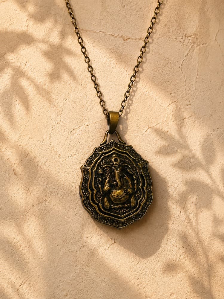 Scalloped Deity Medallion Necklace
