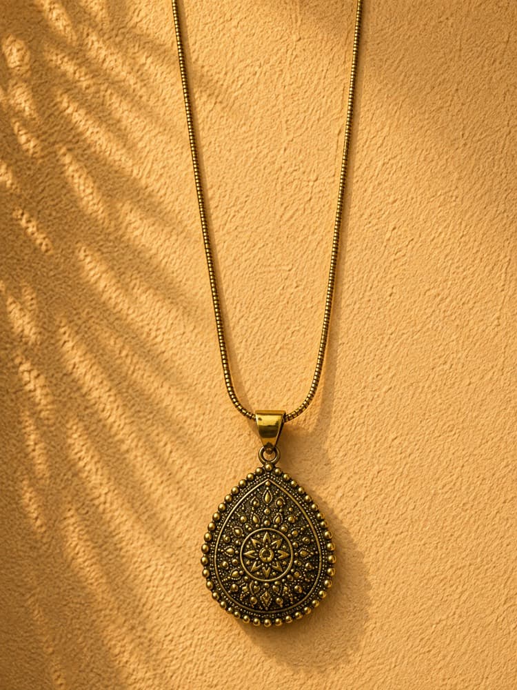 Beaded Star Medallion Teardrop Necklace