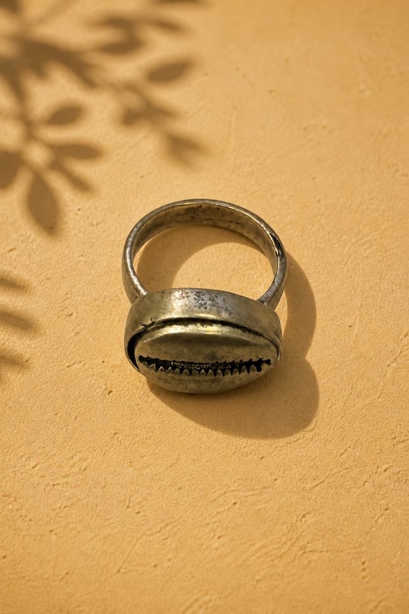 Cowrie Shell Ring (brushed finish)