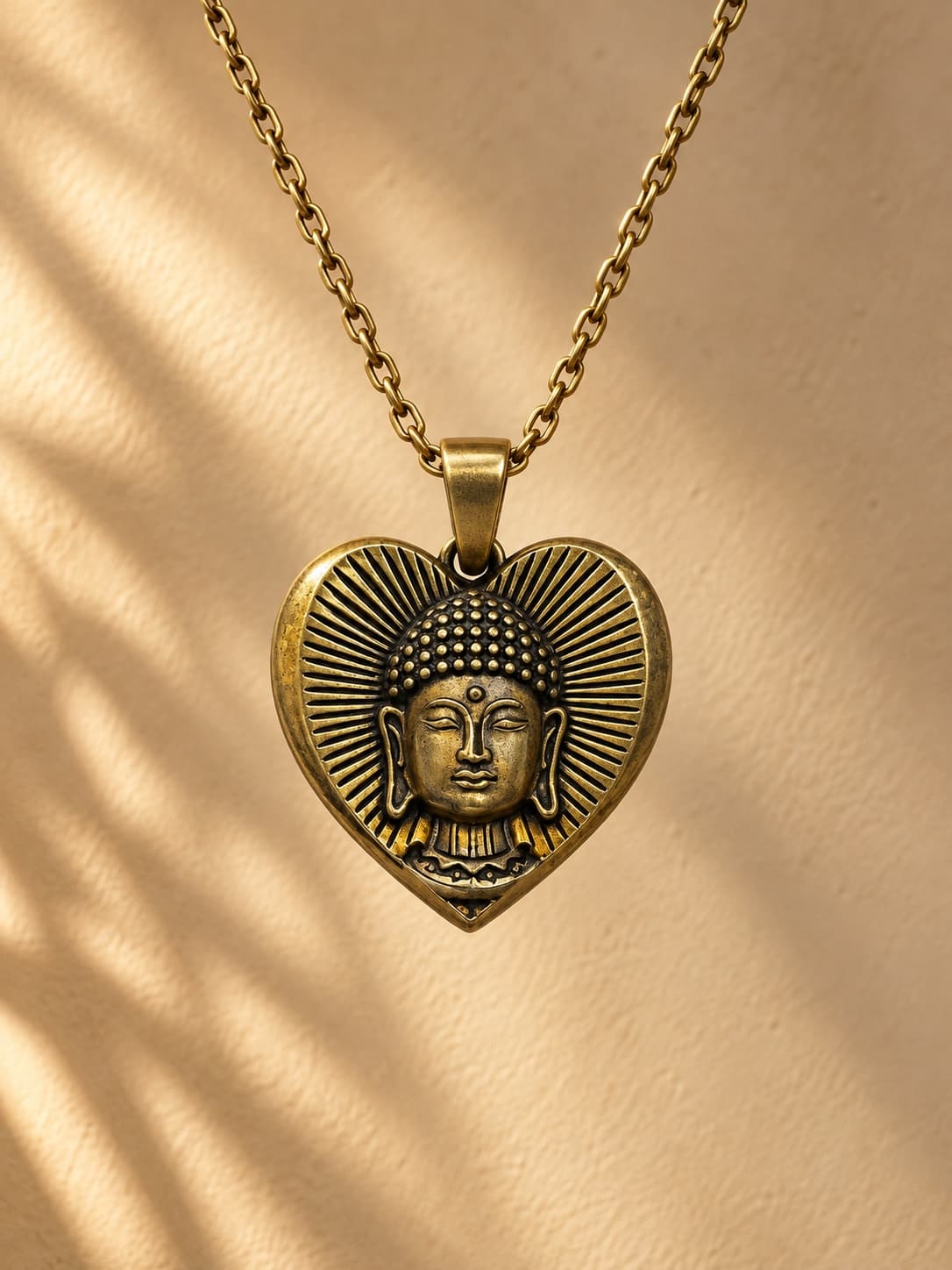 Heart Buddha Face Pendant Necklace