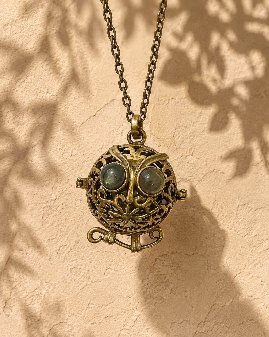 Owl Face Locket Necklace