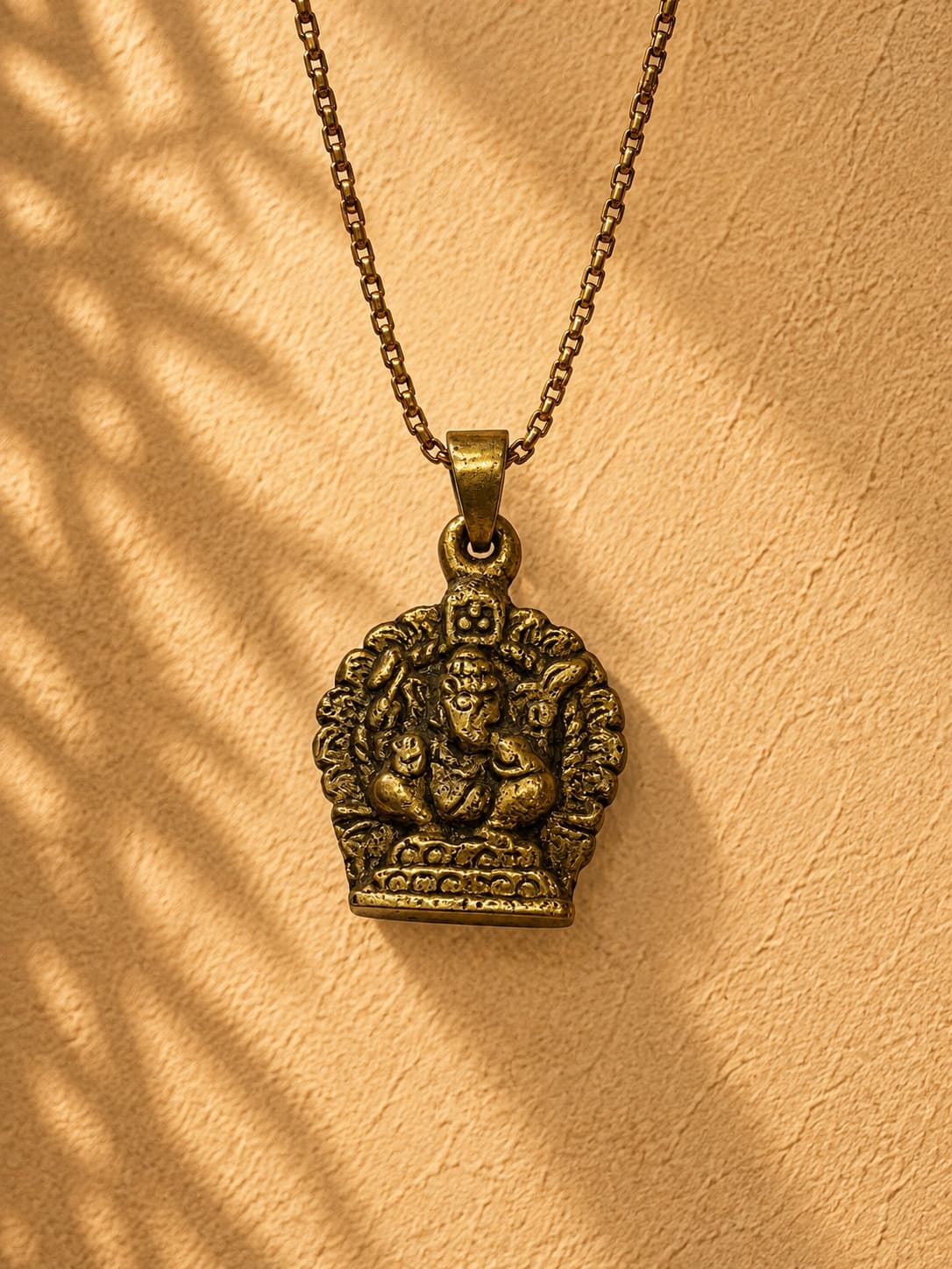 Seated Deity Shrine Pendant Necklace